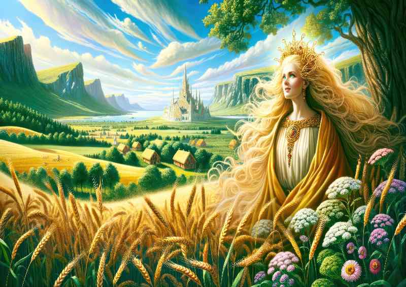 Norse goddess Sif radiant with golden hair | Metal Poster