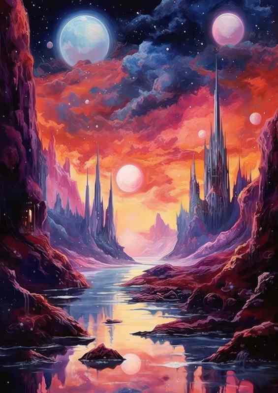 Interstellar Fantasy Magical Galaxy | Metal Poster