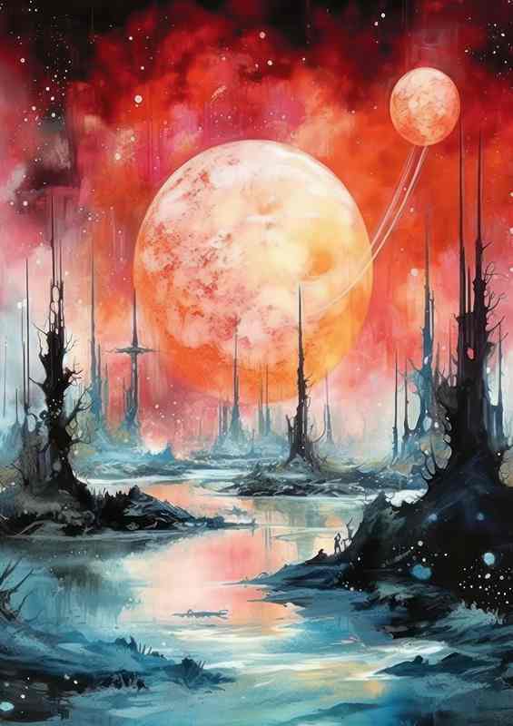 Mesmerizing Interstellar Illustration Artistic Galaxy | Metal Poster