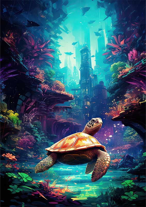 Turtle Travels Tales | Metal Poster