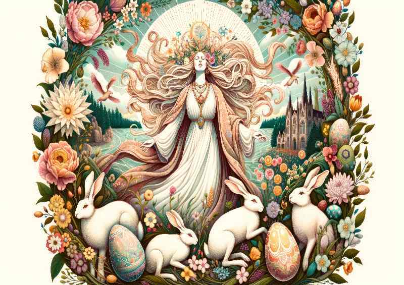 Eostre Metal Poster: Spring Dawn Goddess