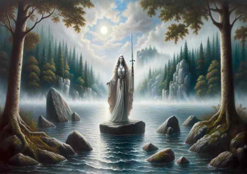 Wiccan deity The Lady of the Lake mystical and serene | Metal Poster