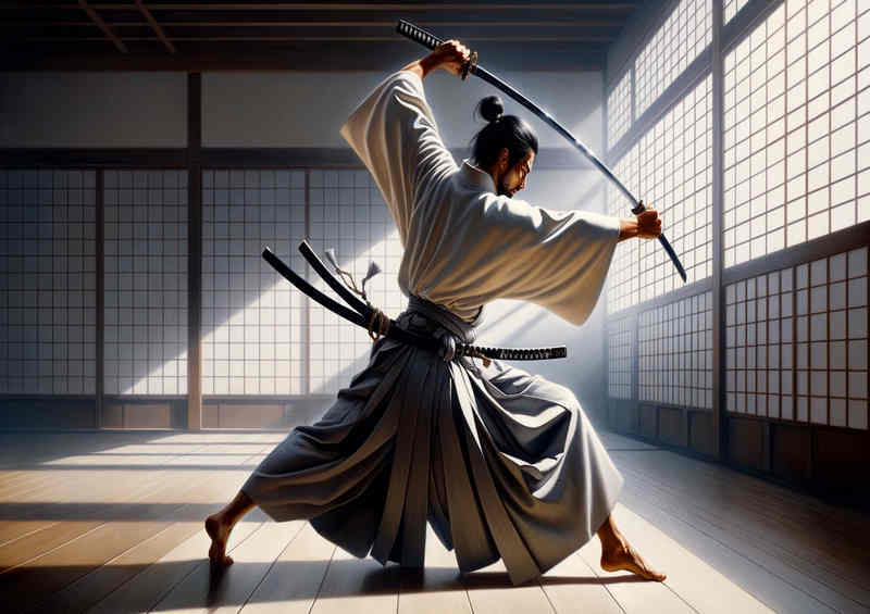 Blade Ballet a samurai practicing | Metal Poster