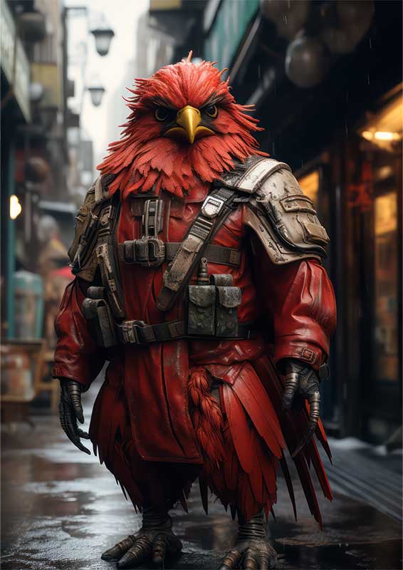Cherry The Chicken Rocking His Leather Look Style | Metal Poster