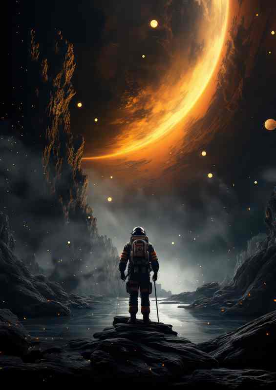 Galactic Solitude Lone Explorer in the Cosmos | Metal Poster