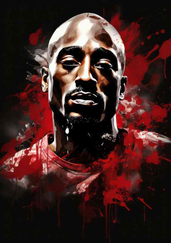 Tupac in splash art style | Metal Poster