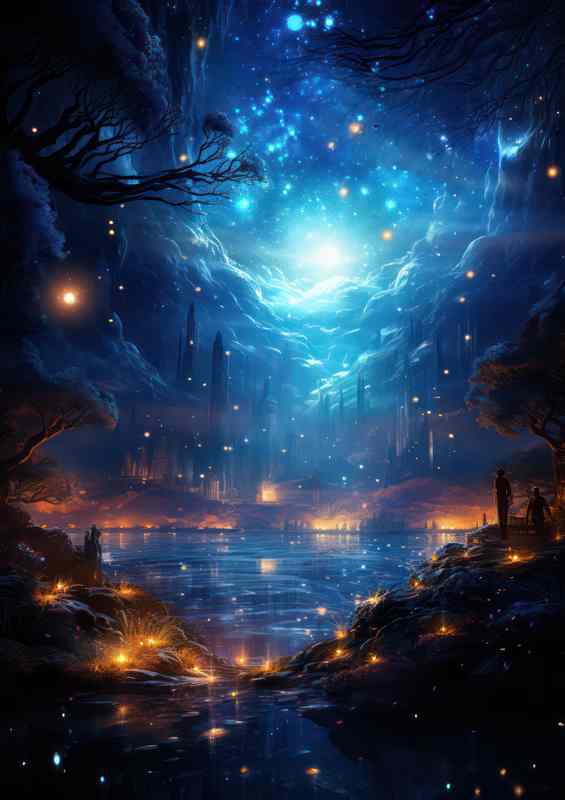 Moonlit Night Explorer in the Cosmos | Metal Poster