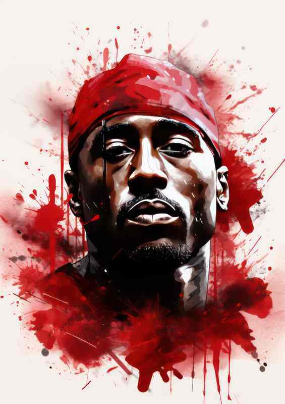 Tupac just a little splash of red | Metal Poster