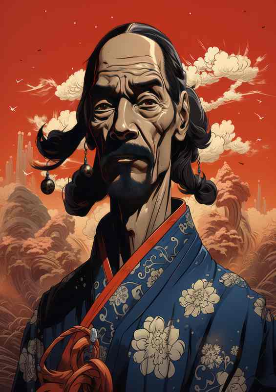 caricature of snoop dogg japan style | Metal Poster