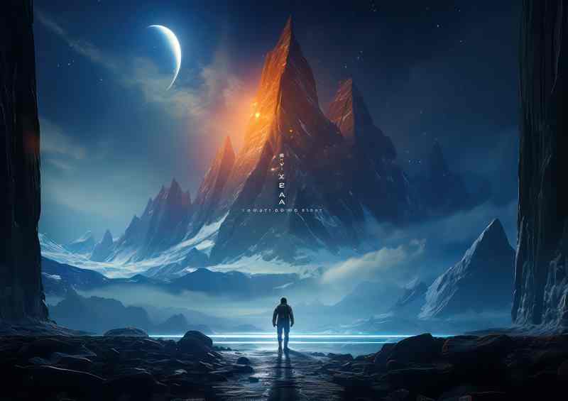 Interstellar Wanderer Mans Solo Journey in Space | Metal Poster