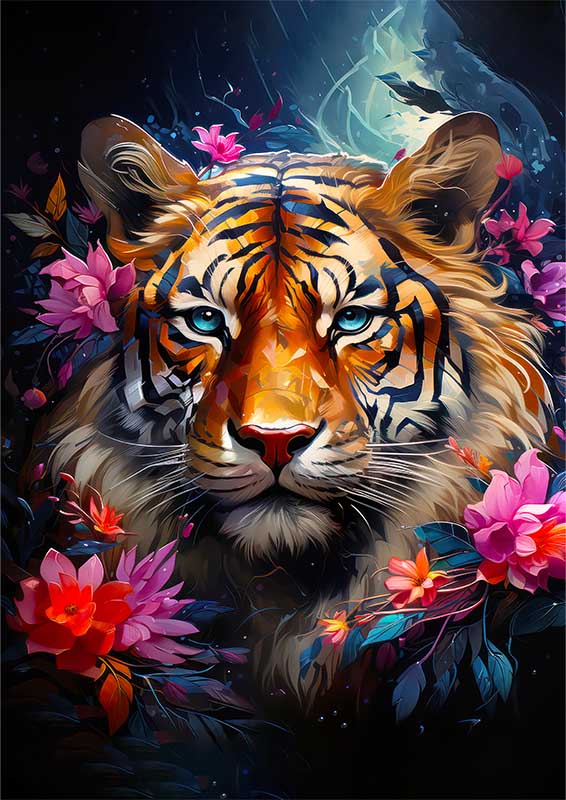 Beautiful tiger with blue eyes and a rich tone | Metal Poster