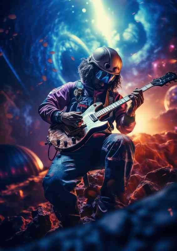 Astronaut Playing Guitar Exploration of the Cosmos | Metal Poster