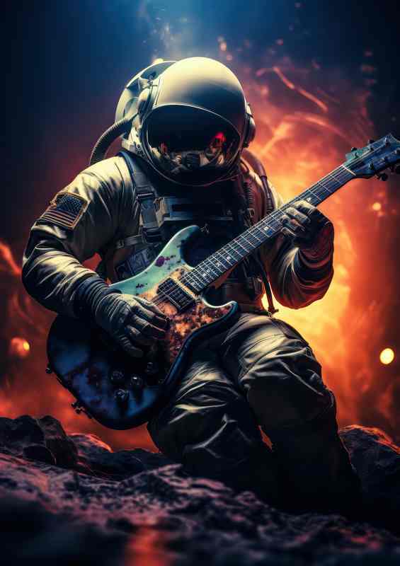Astronauts Exploration of the guitar in space | Metal Poster