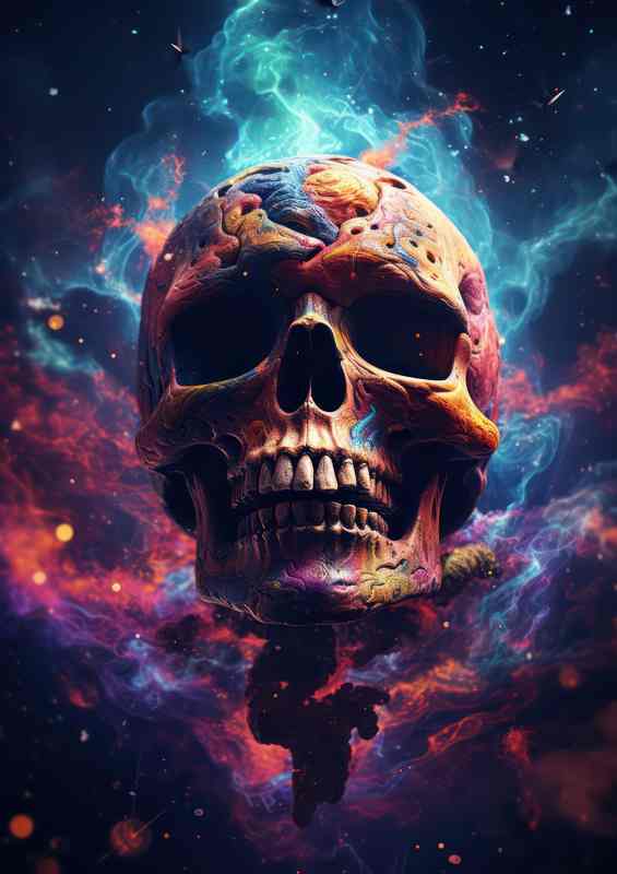 A Skull from outer space smoking | Metal Poster