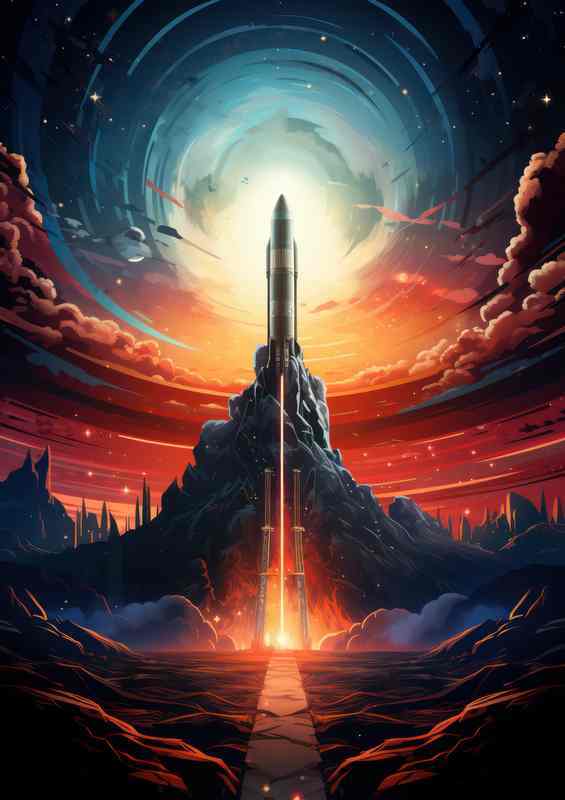 Beyond Earth Rocketing to Discover Alien Life | Metal Poster