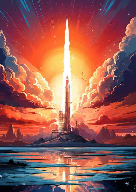 Celestial Journeys Epic Adventures of Space Rockets | Metal Poster