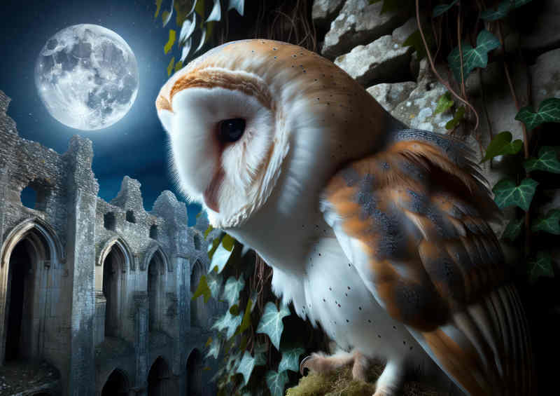 Majestic Barn Owl Feather Ruffle | Metal Poster