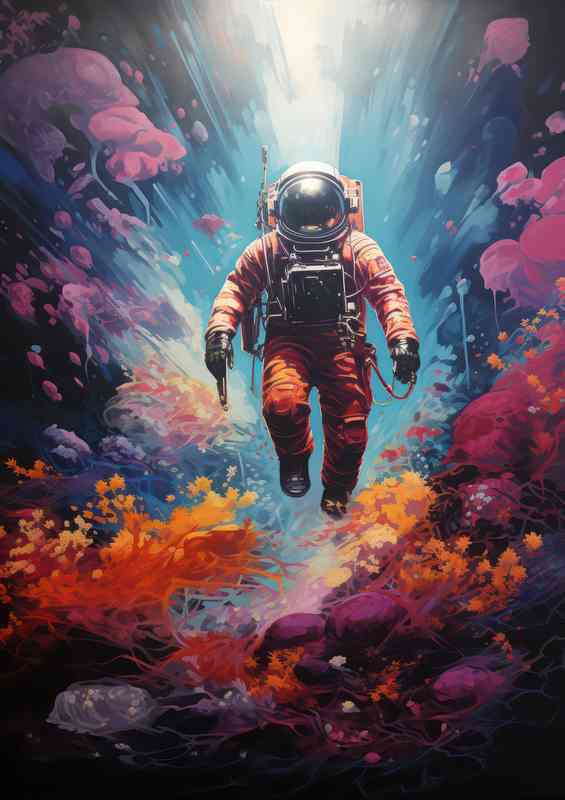 Celestial Pioneer Mans Exploration of the Universe | Metal Poster