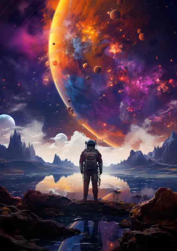 Celestial Sojourner Astronaut in the Infinite Expanse | Metal Poster
