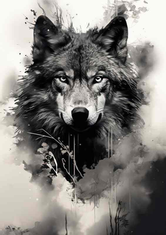 Black and white lone wolf | Metal Poster