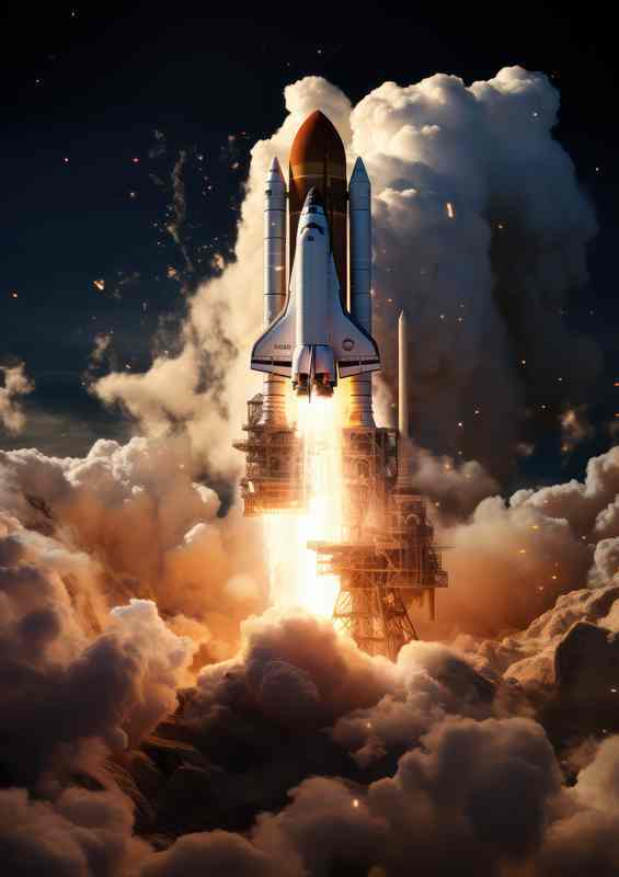 Cosmic Voyagers Rocket Launches to Alien Realms | Metal Poster