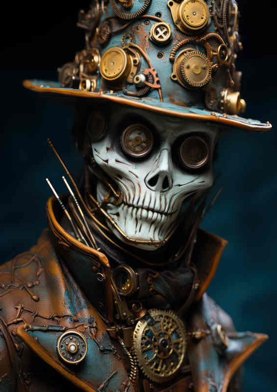 Steampunk hyper neo skull face dr death | Metal Poster