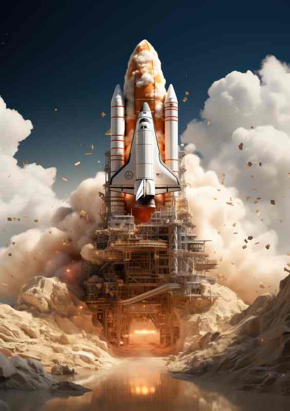 Extraterrestrial Rocket Launch Metal Poster