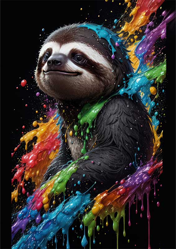 Cute Kerry The Sloth With A Touch Of Splash Art | Metal Poster