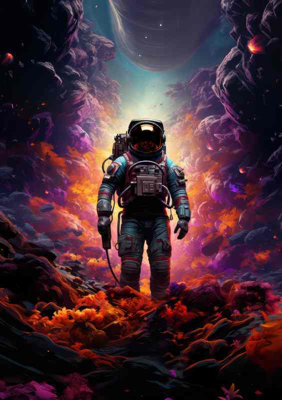 Galactic Explorer Astronauts Journey to New Frontiers | Metal Poster