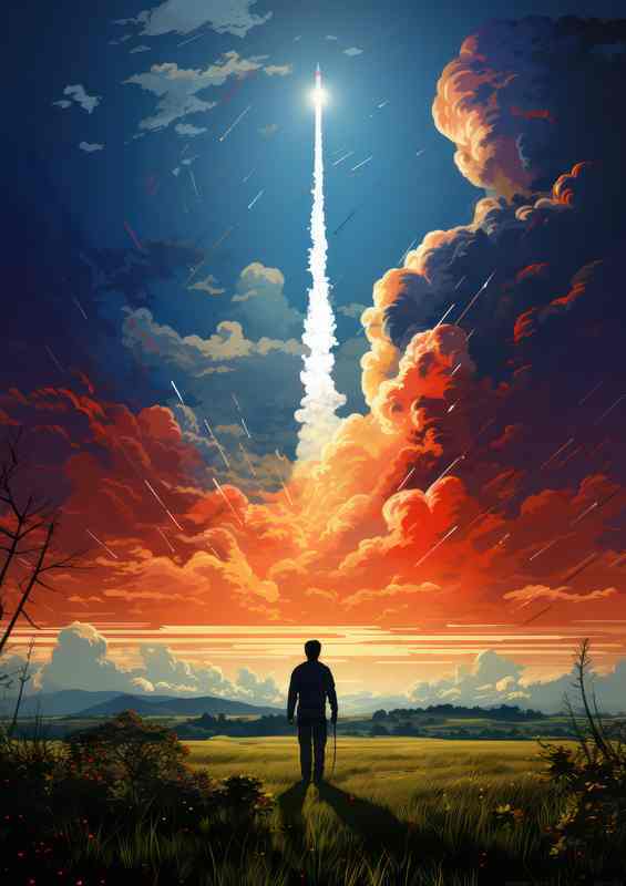 Galactic Lift offs Journeys of Space Rockets Unveiled | Metal Poster