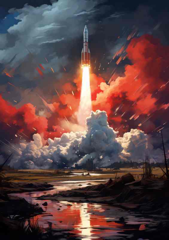 Igniting the Sky The Power of Space Rocket Launches | Metal Poster