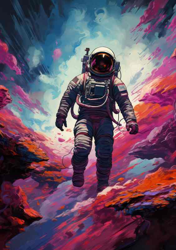 Infinite Pioneer Astronauts Journey to the Cosmos | Metal Poster
