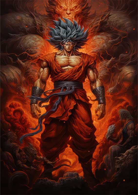 Goku is surrounded by giants and monsters | Metal Poster