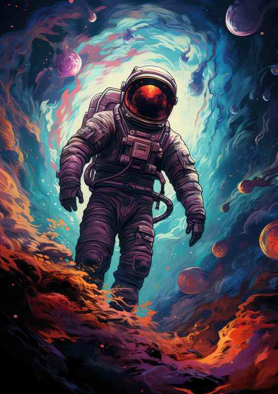 Interstellar Pioneer Mans Exploration of the Stars | Metal Poster