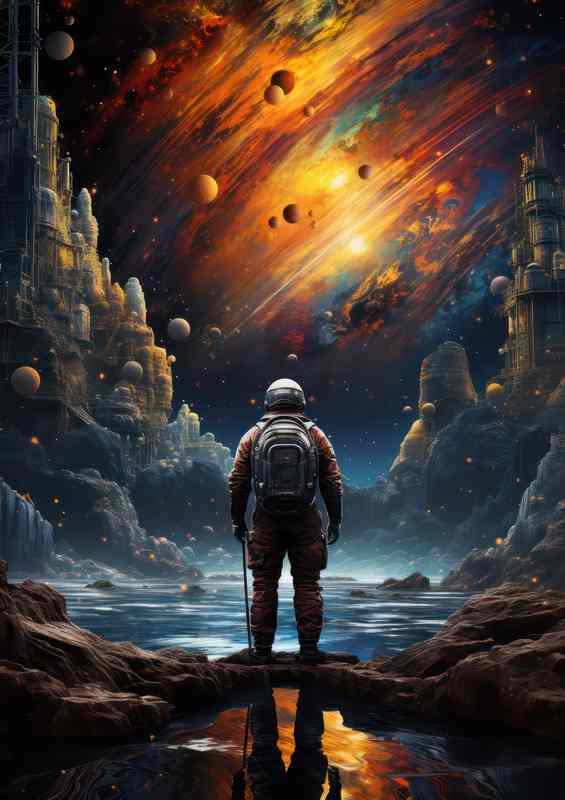 Interstellar Solitude Astronauts Journey Beyond | Metal Poster