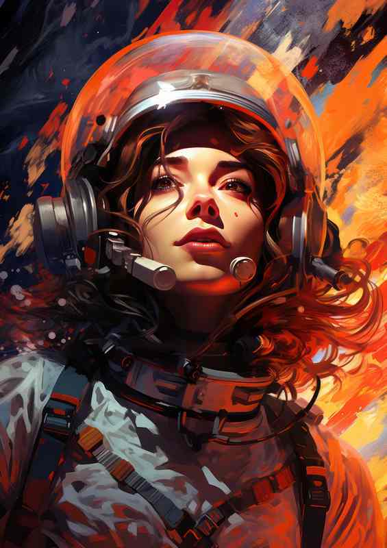 Interstellar Voyage Womans Journey in the Cosmos | Metal Poster