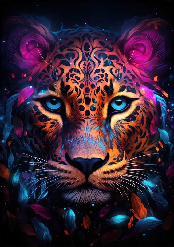 Leon The Leopard Amazing Blue Eyes | Metal Poster