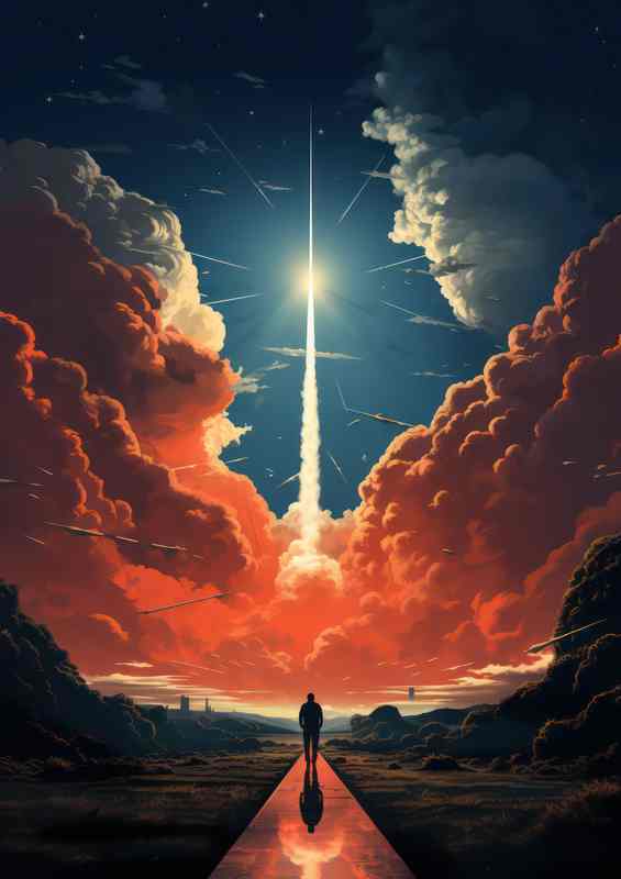 Skys the Limit Exciting Escapades of Rocket Launches | Metal Poster