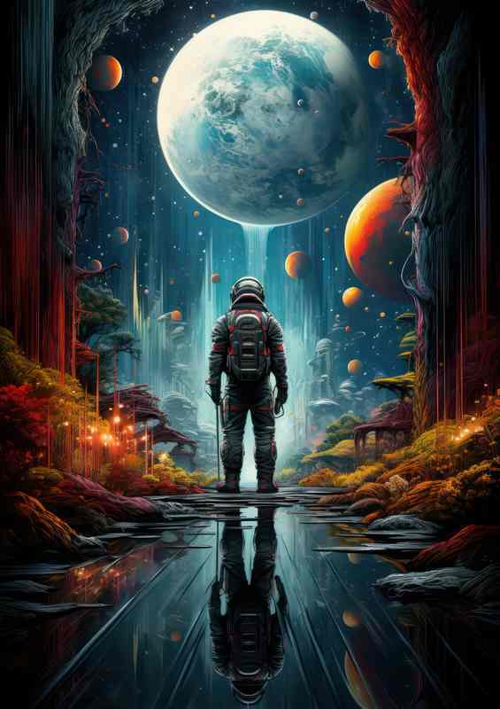Solitary Spacewalker Exploring the Infinite | Metal Poster
