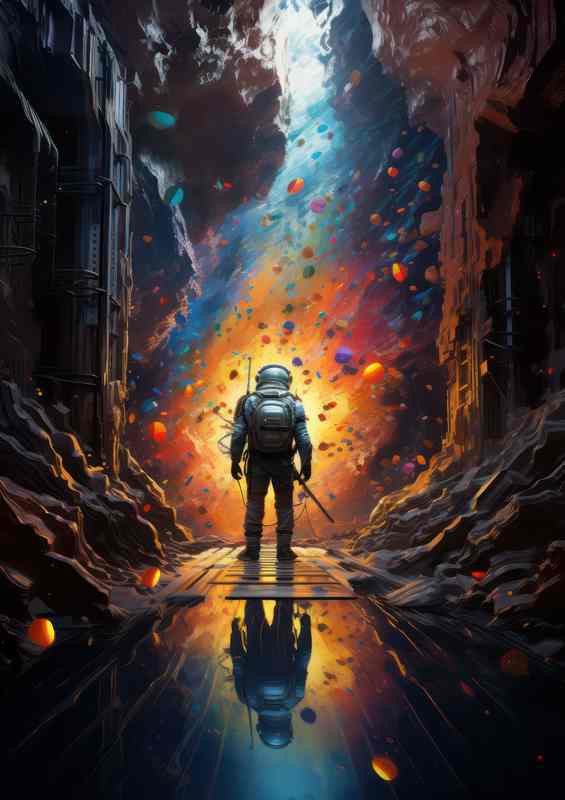 Space Explorer Mans Quest Beyond Earth | Metal Poster