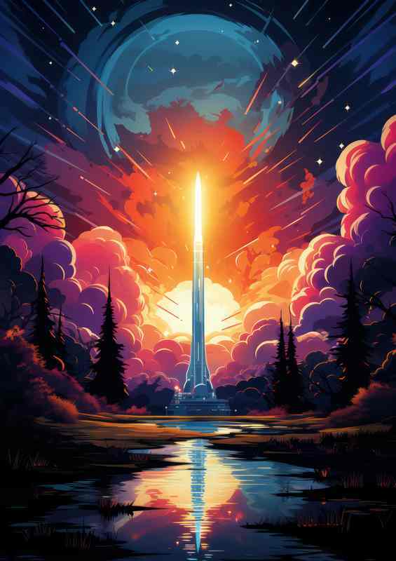 Spacebound Spectacles The Beauty of Rocket Launches | Metal Poster