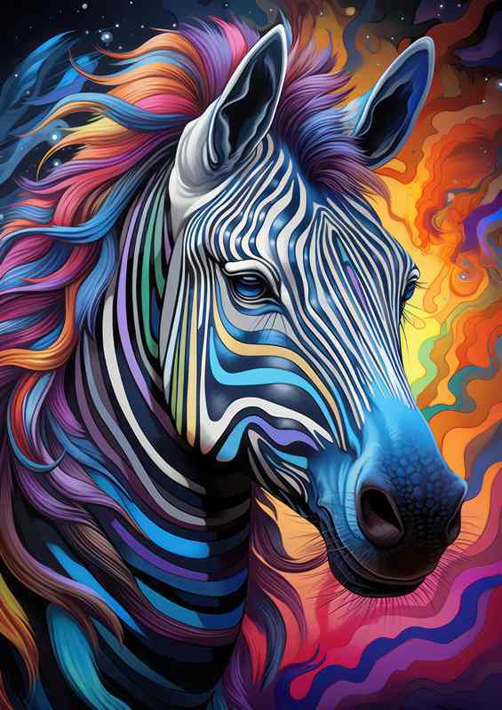 Wonderful pose of a zebra in splendid colours | Metal Poster