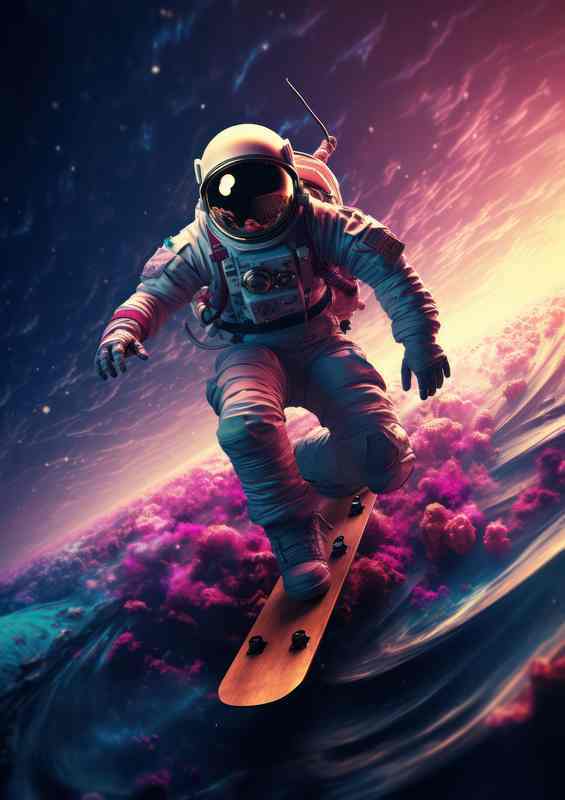 The Pursuit of Outer Space Discoveries sky surfing | Metal Poster