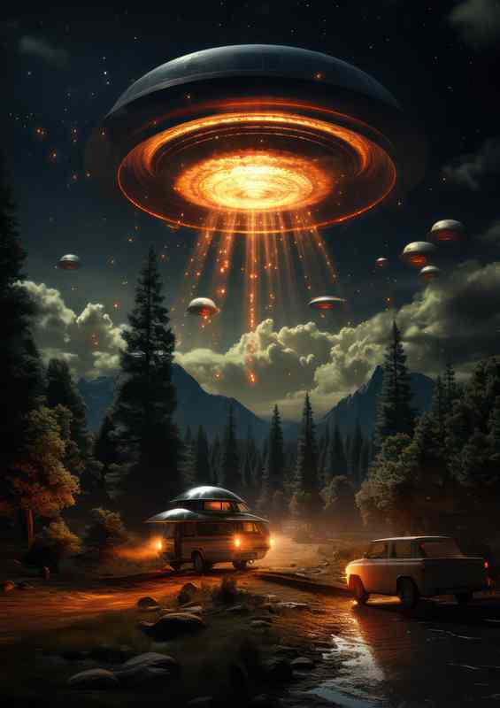 paceship Sightings Delving into UFO Mysteries | Metal Poster