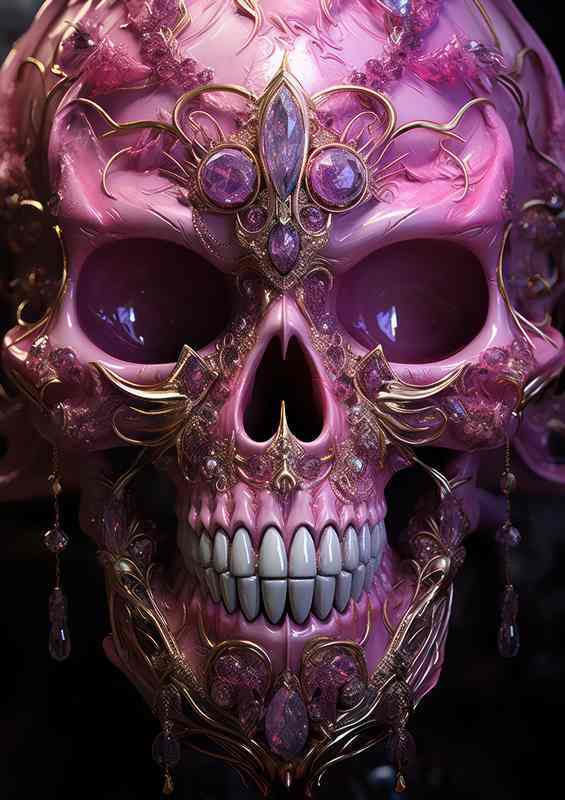 Deads Duet Macabre pink skull | Metal Poster
