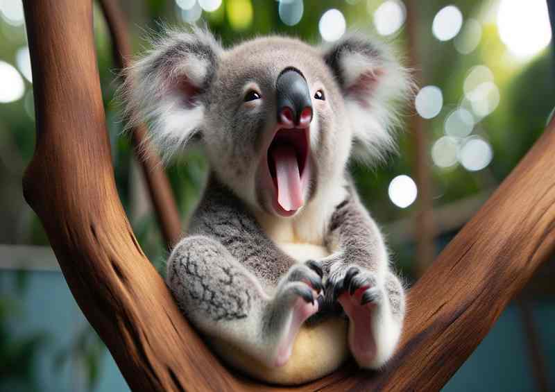 Aussie Adorable Yawning Baby Koala | Metal Poster