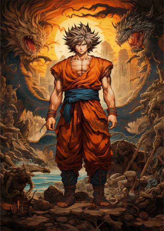 Goku is surrounded by monsters | Metal Poster