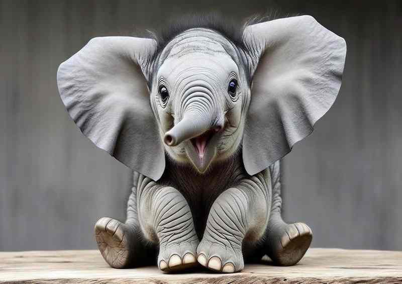 Elephant Euphoria a baby elephant with soft gray skin | Metal Poster