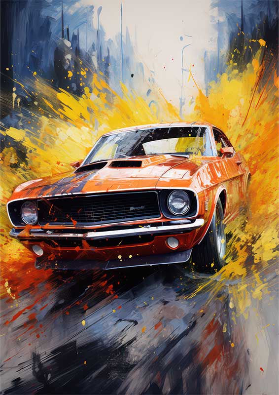Shelby Super Car Painted Style Splas Art | Metal Poster