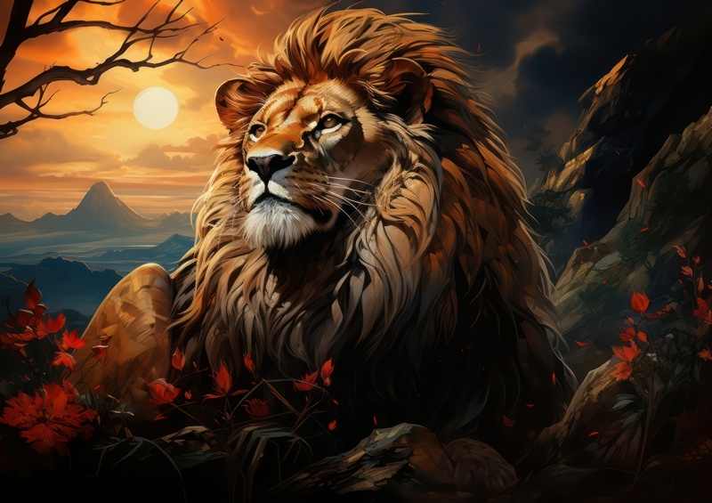 Lion Looking magnificent basking in the sun | Metal Poster